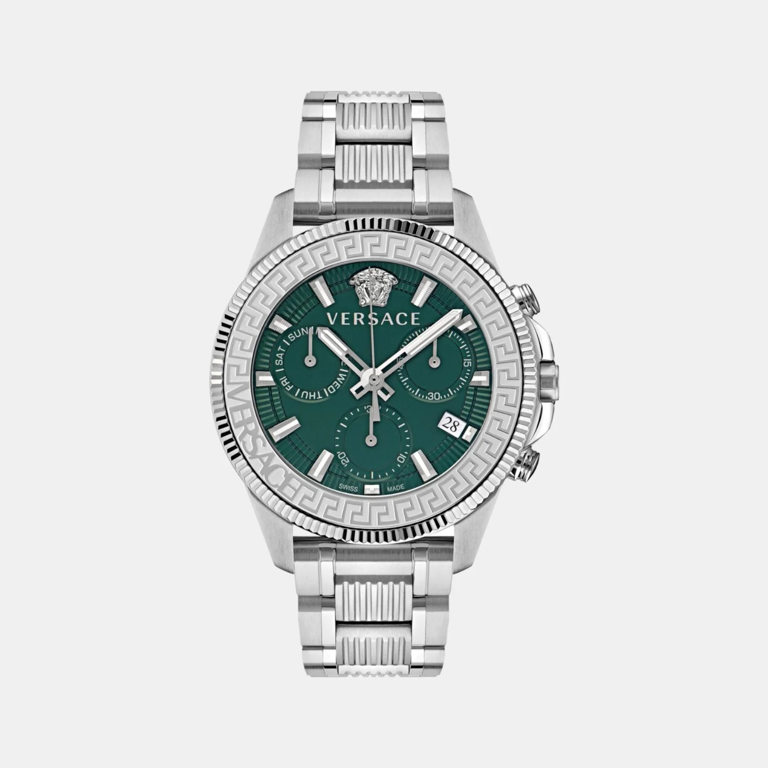 Men Quartz Green Dial Chronograph Stainless Steel Watch VE3J00422