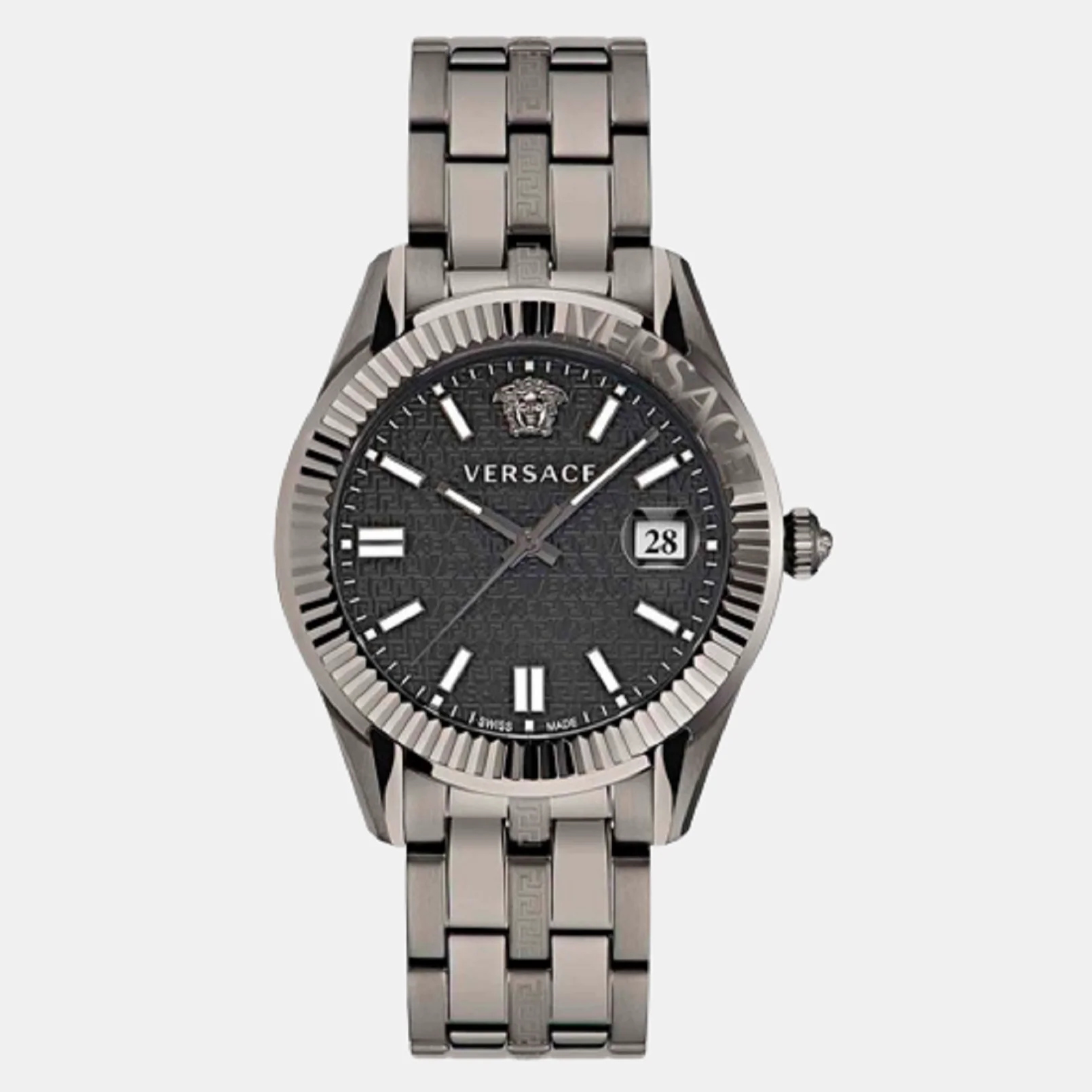 Men Quartz Grey Dial Analog Stainless Steel Watch VE3K00622