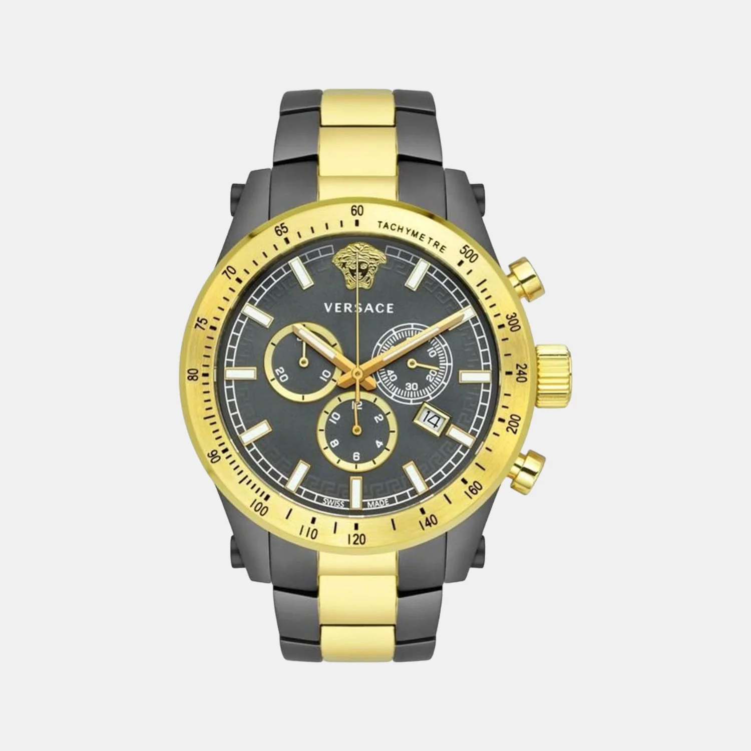 Men Quartz Grey Dial Chronograph Stainless Steel Watch VEV800519