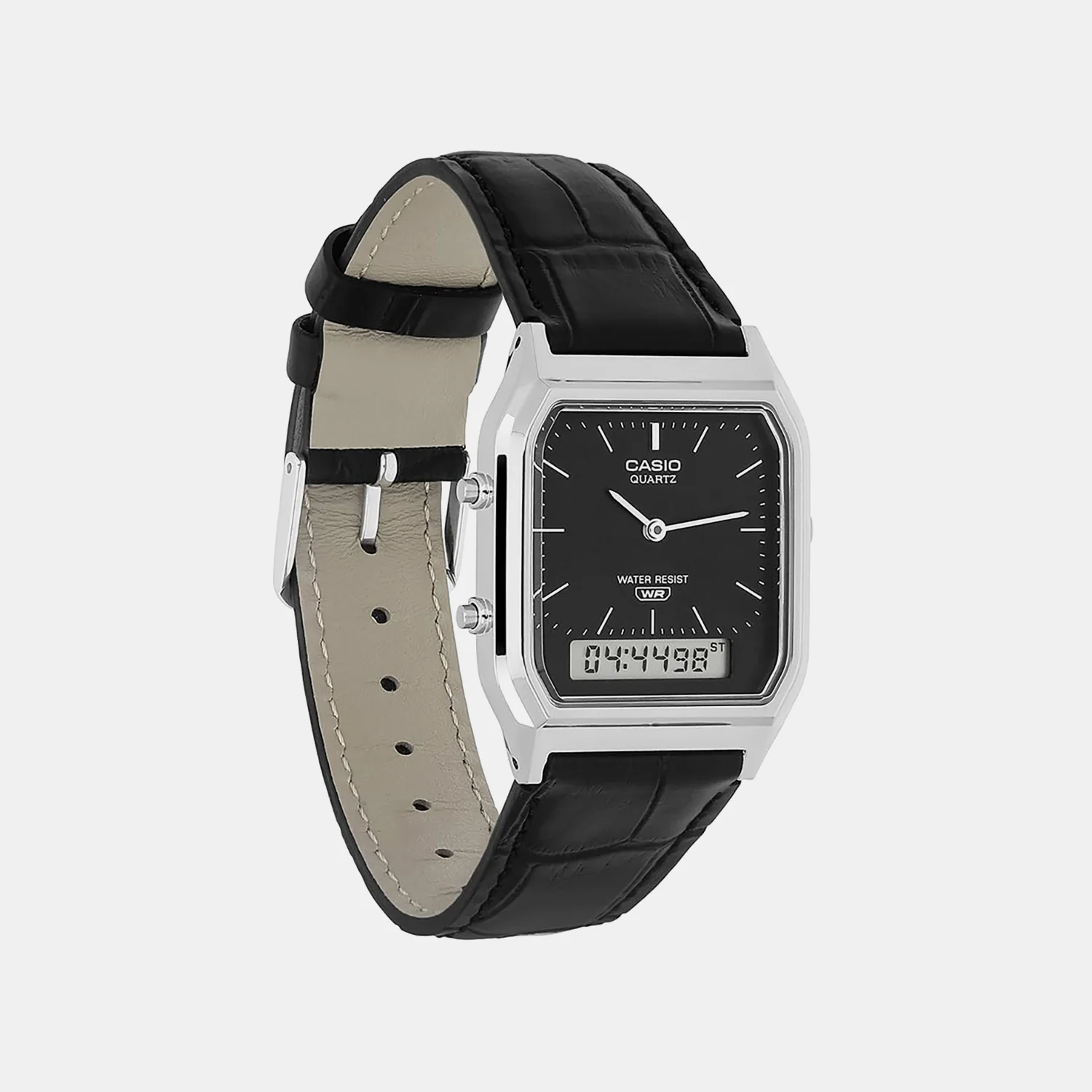 Vintage Unisex Quartz Black Dial Analog-Digital Leather Watch AQ-230EL-1A D416 - Image 2