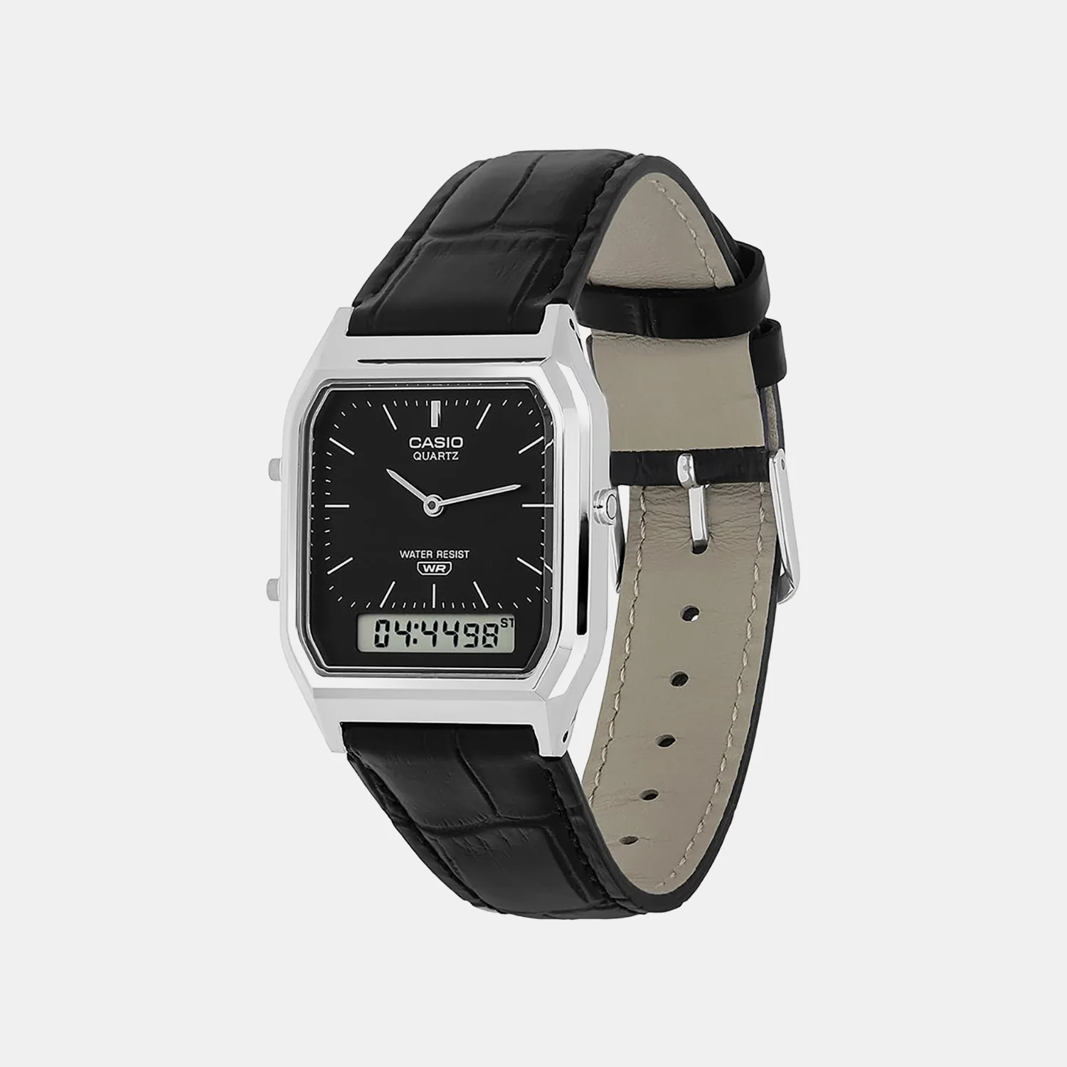 Vintage Unisex Quartz Black Dial Analog-Digital Leather Watch AQ-230EL-1A D416 - Image 4