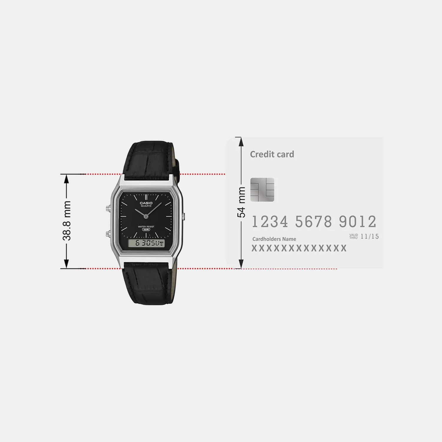 Vintage Unisex Quartz Black Dial Analog-Digital Leather Watch AQ-230EL-1A D416 - Image 6