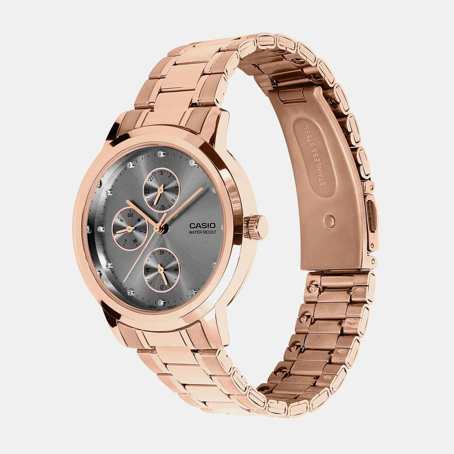 Women Quartz Grey Dial Analog Stainless Steel Watch A2497 - Image 3